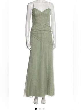 Vera Wang Sage Green Chiffon Evening Gown